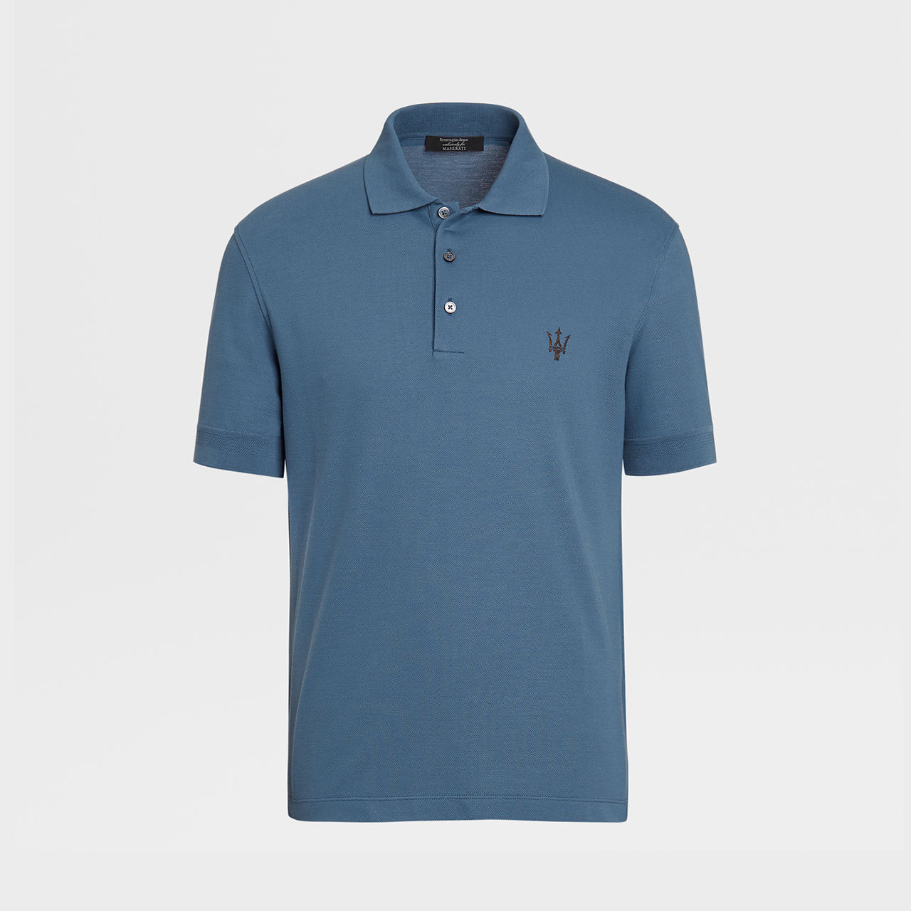 Maserati Light blue polo shirt with trident logo