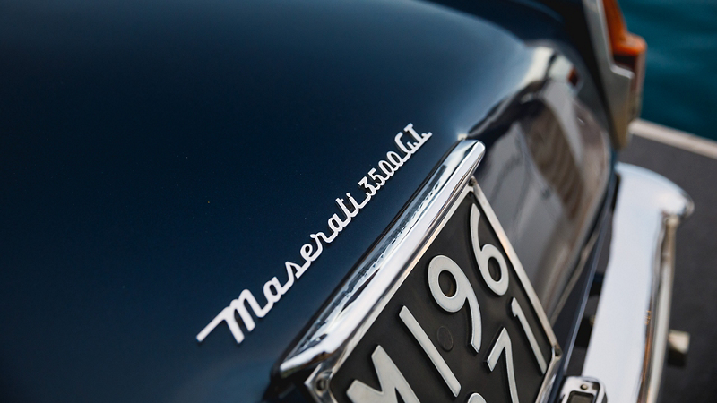 Front of blue Maserati 3500 GT
