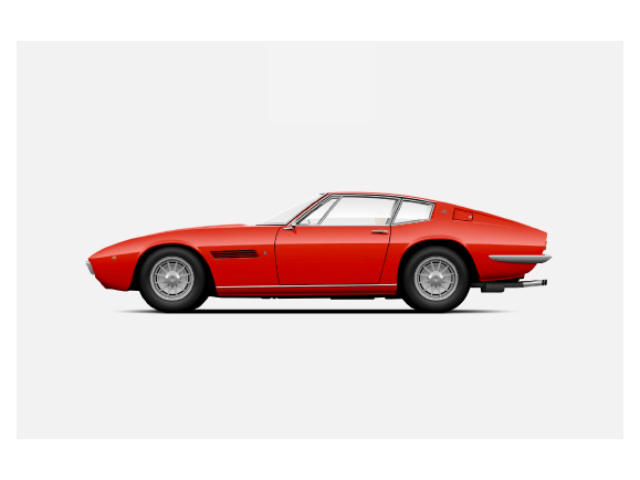 1970 Ghibli SS Coupé - image of the historical Maserati car on a side