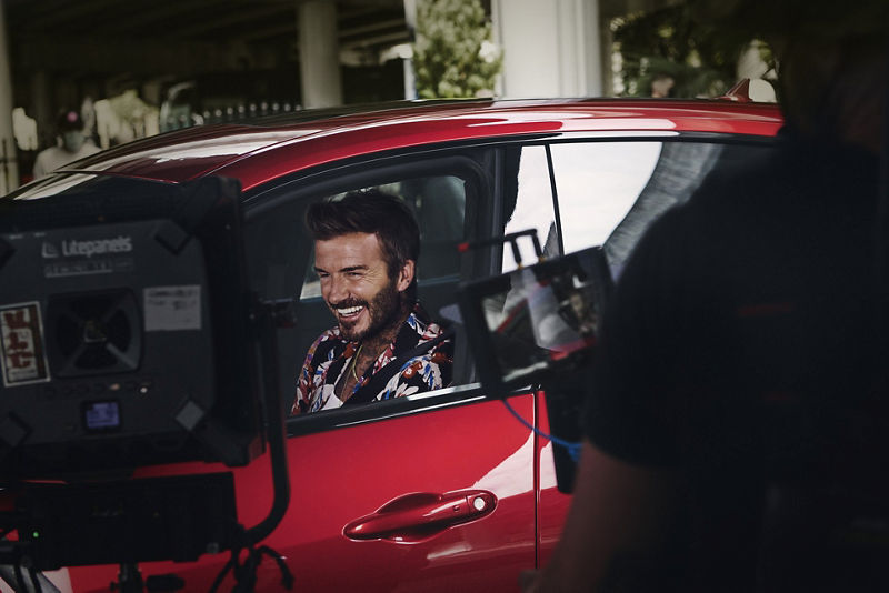 Maserati und David Beckham bei den Dreharbeiten