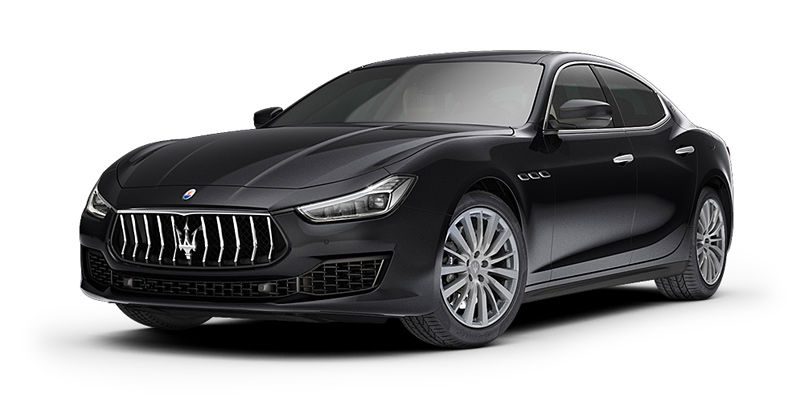 Black Maserati Ghibli - front and side view