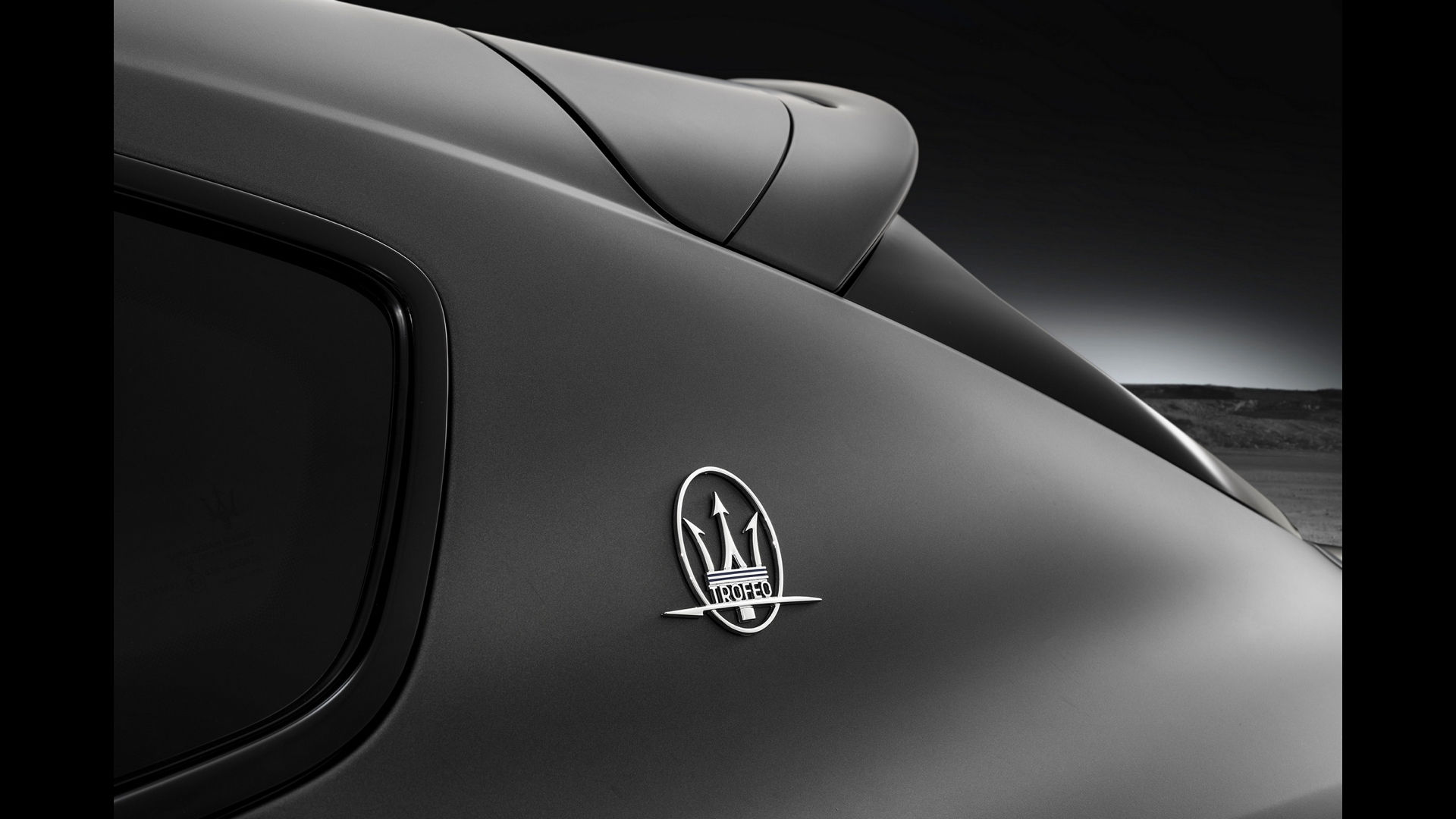 Focusing on the exclusive Logo of Maserati Levante Trofeo SUV