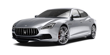 Maserati Quattroporte: the luxury saloon in grey version - front and side view