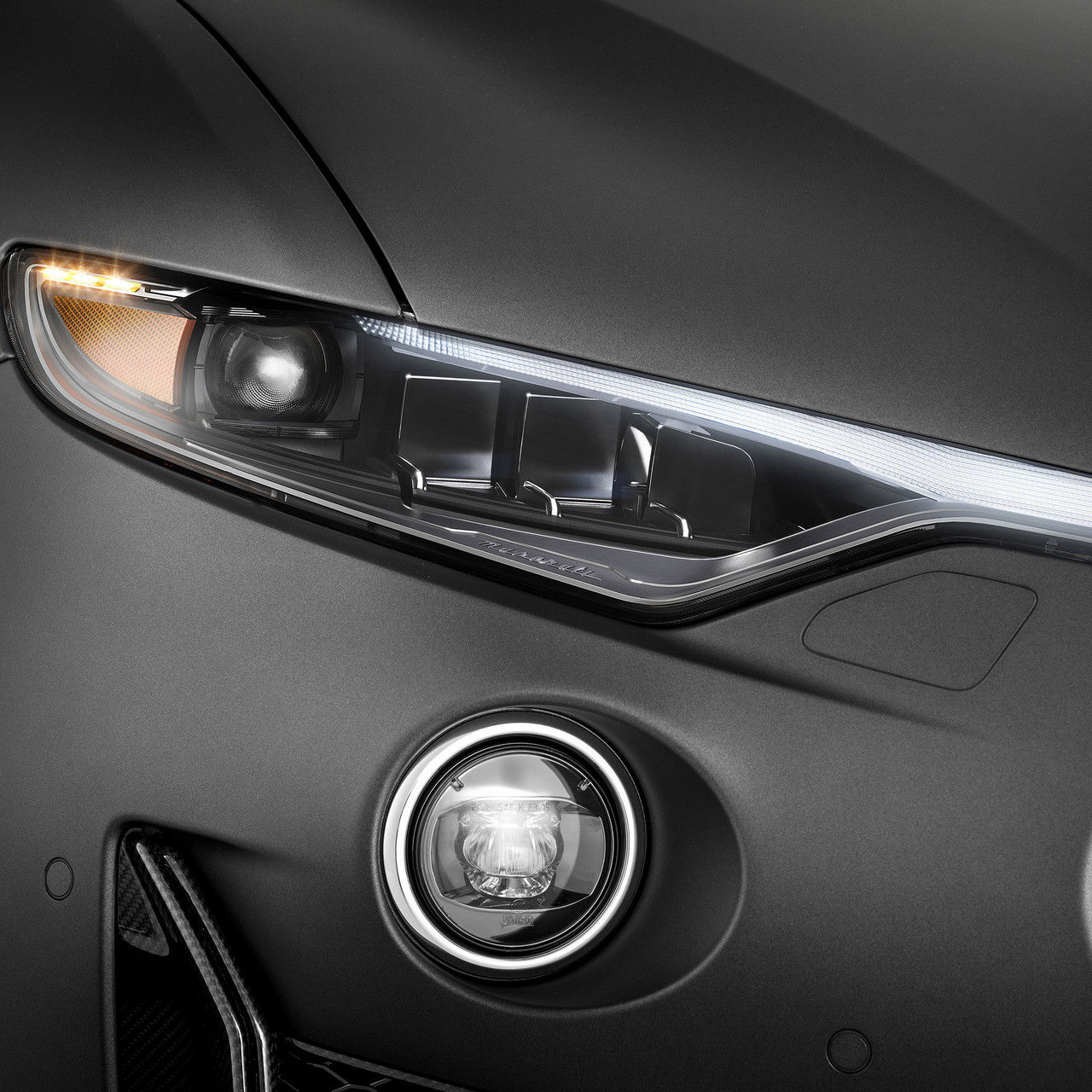 Full-led headlights in detail for Maserati Levante