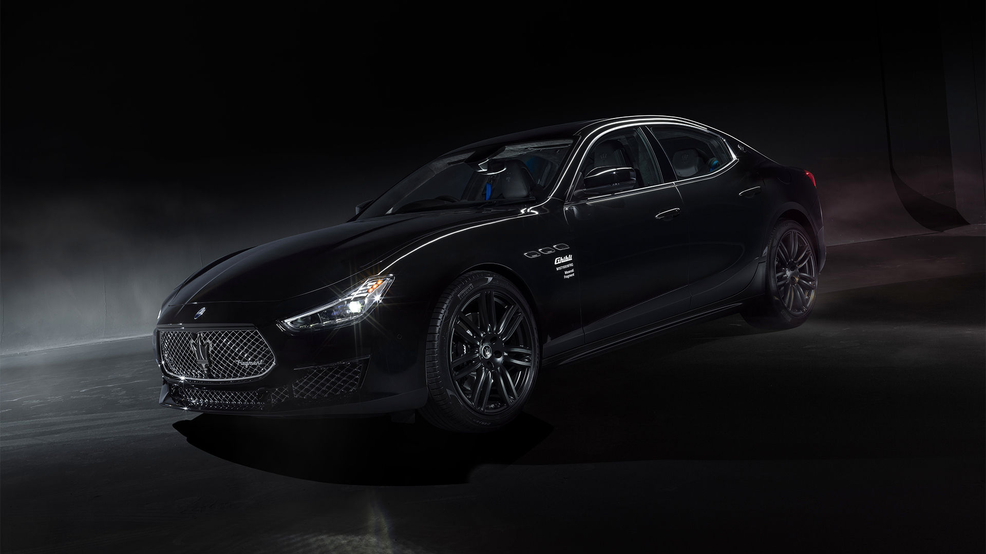 Side view of black Maserati Fragment Design