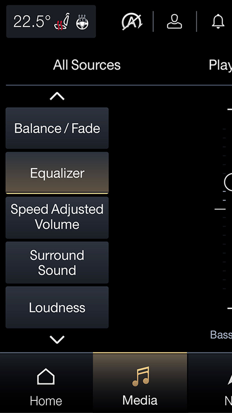 Equalizer detail of the Maserati Ghibli infotainment system