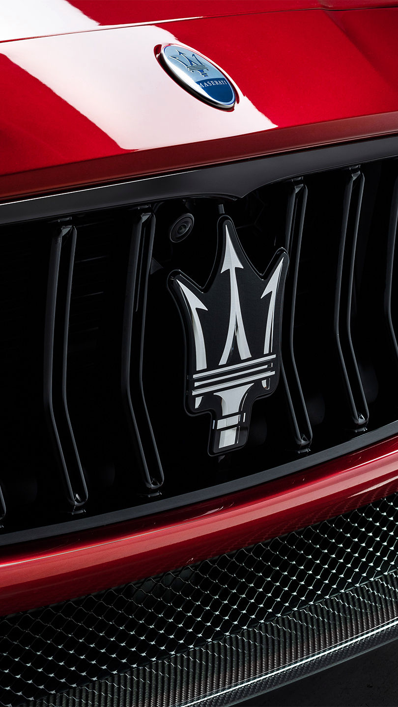Front Bumper with Closeup on Maserati Logo on Ghibli Trofeo