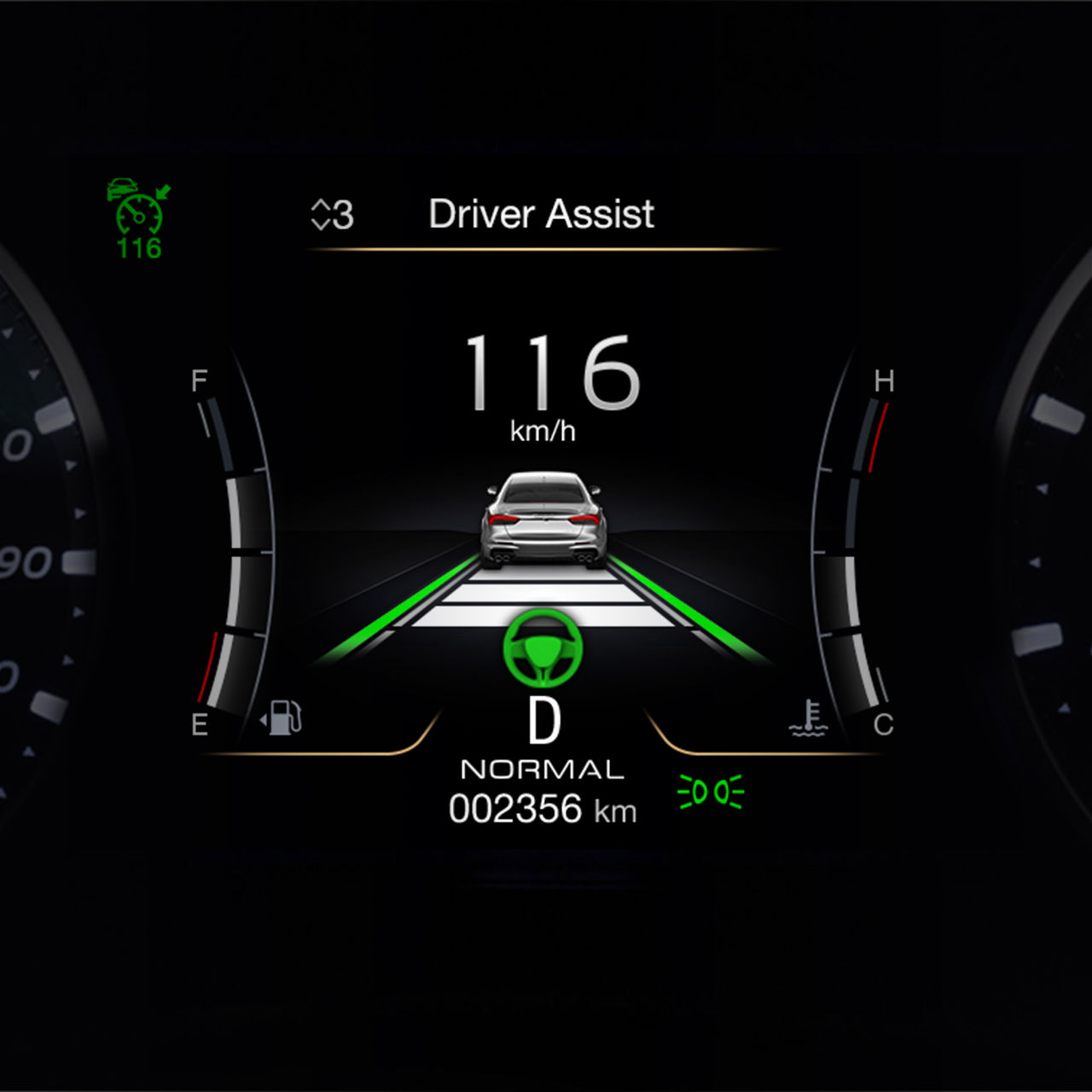 Closeup of Advanced Driver Assistance Systems (ADAS) on Touchscreen of Levante Trofeo