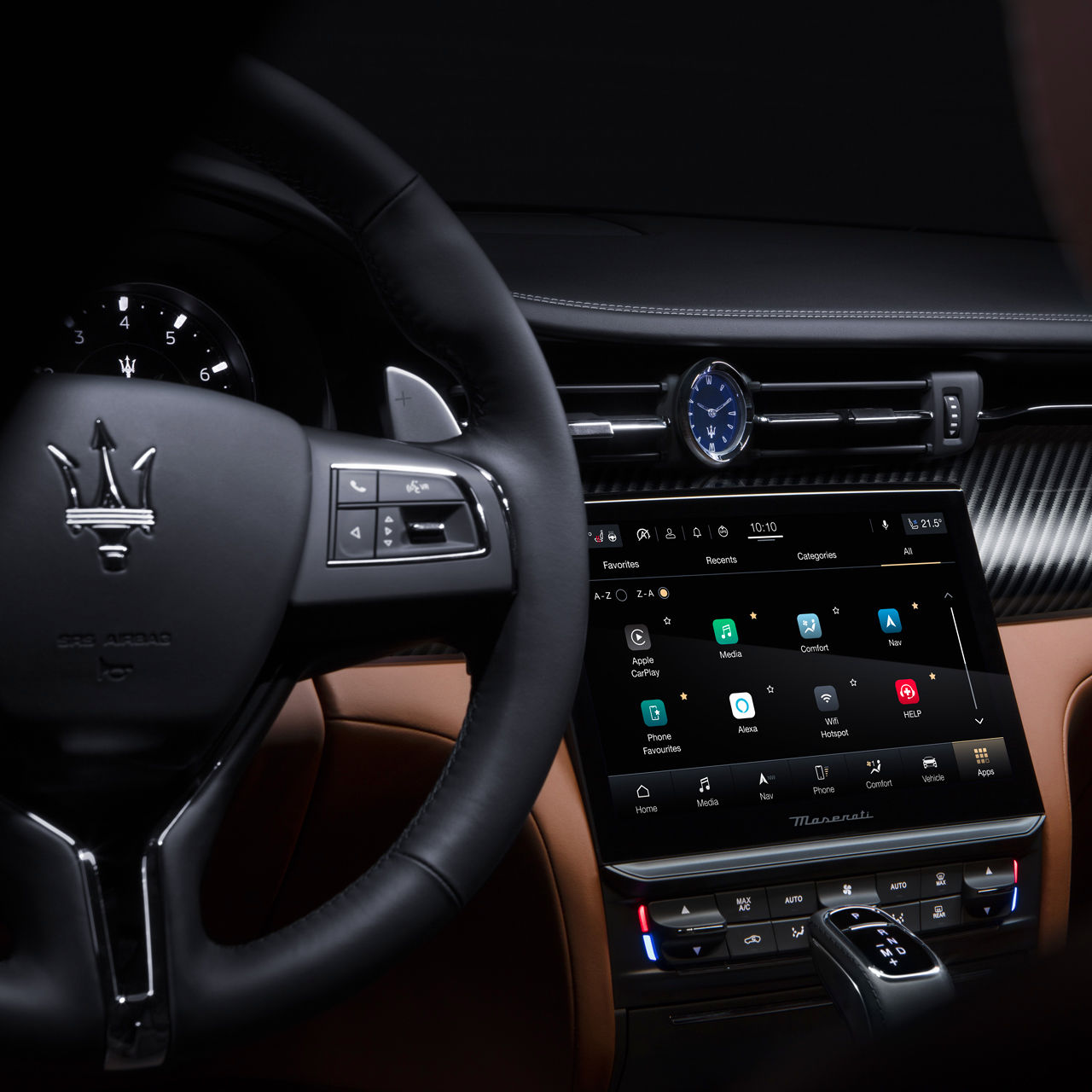 Steering wheel and Dashboard of Quattroporte