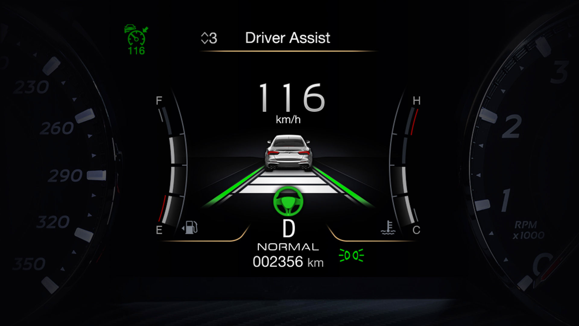 Driver Assistance System on Dashboard