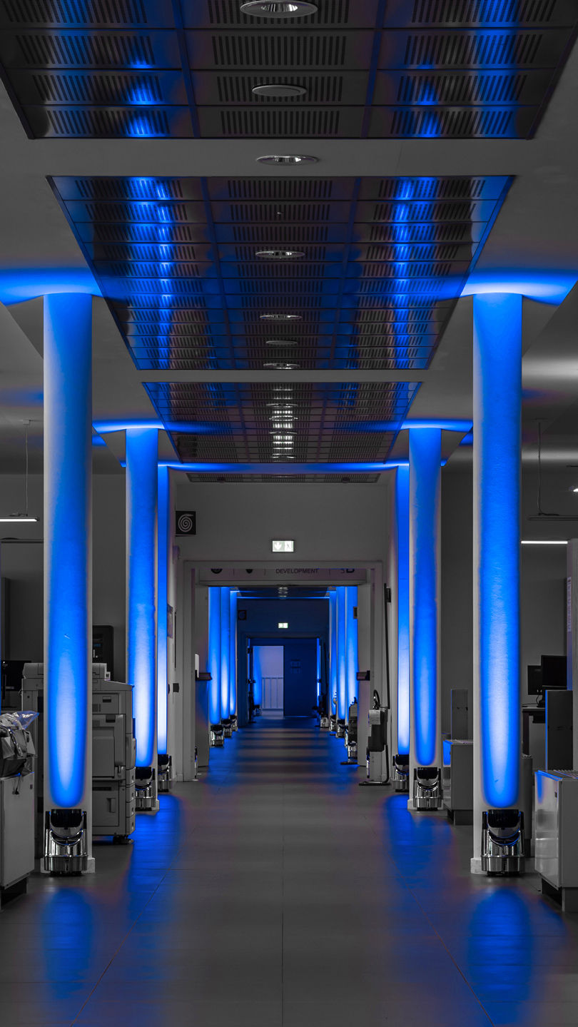 Empty Maserati Lab with Blue lights