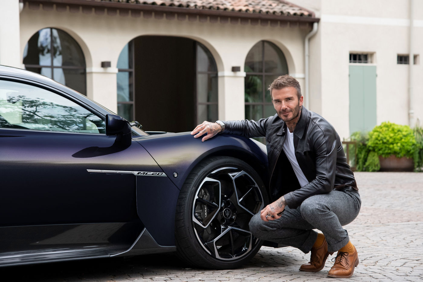 David Beckham on a Maserati