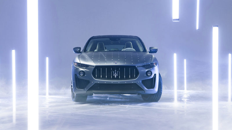Front view of Maserati Graphite Blue of Futura Fuoriserie Edition