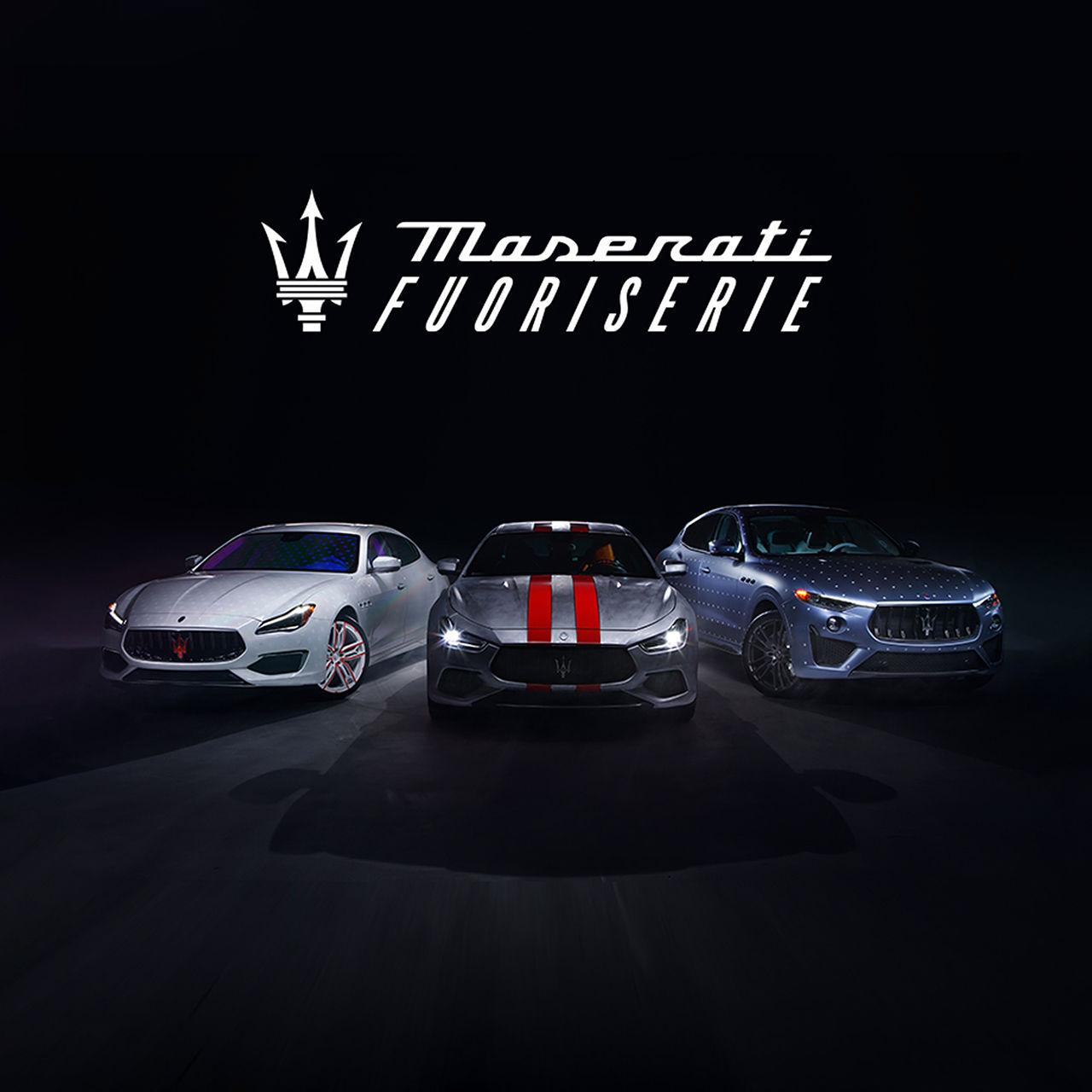 3 modèles Maserati Fuoriserie alignés les uns à côté des autres