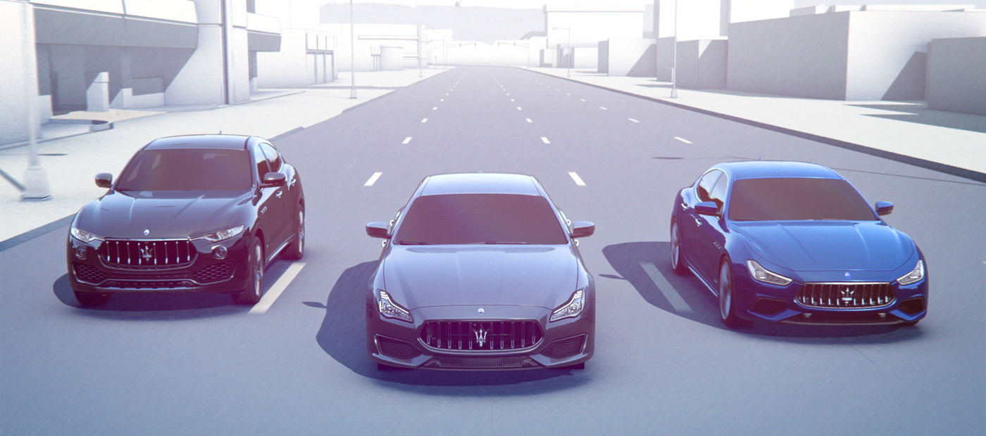 Traffic Sign Recognition - Maserati Levante, Ghibli and Quattroporte front view on the road