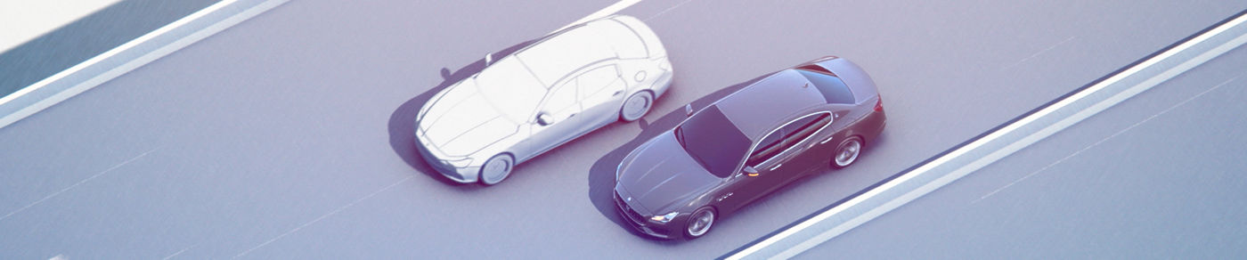 Drawing of two cars viewed from above
