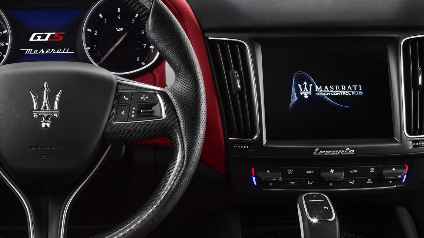 Maserati Levante - car dashboard, red and black