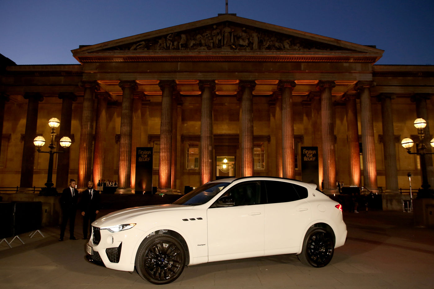 Maserati-Levante-chauffeurs-VIPs-to-Fashion-For-Relief-at-The-British-Museum-on-September-14,-2019-in-London-in-England