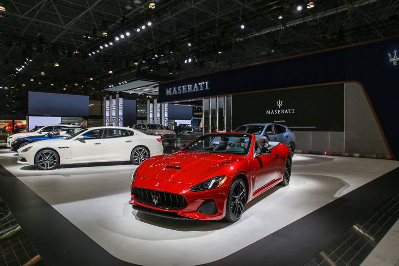 Maserati models in showroom