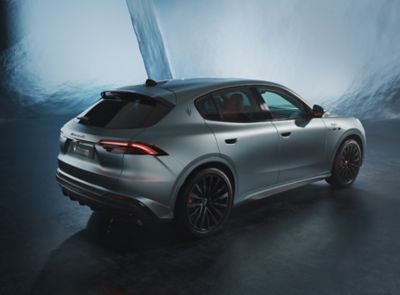 Rear right view of the Maserati Grecale SUV belonging to the new Fuoriserie winter collection